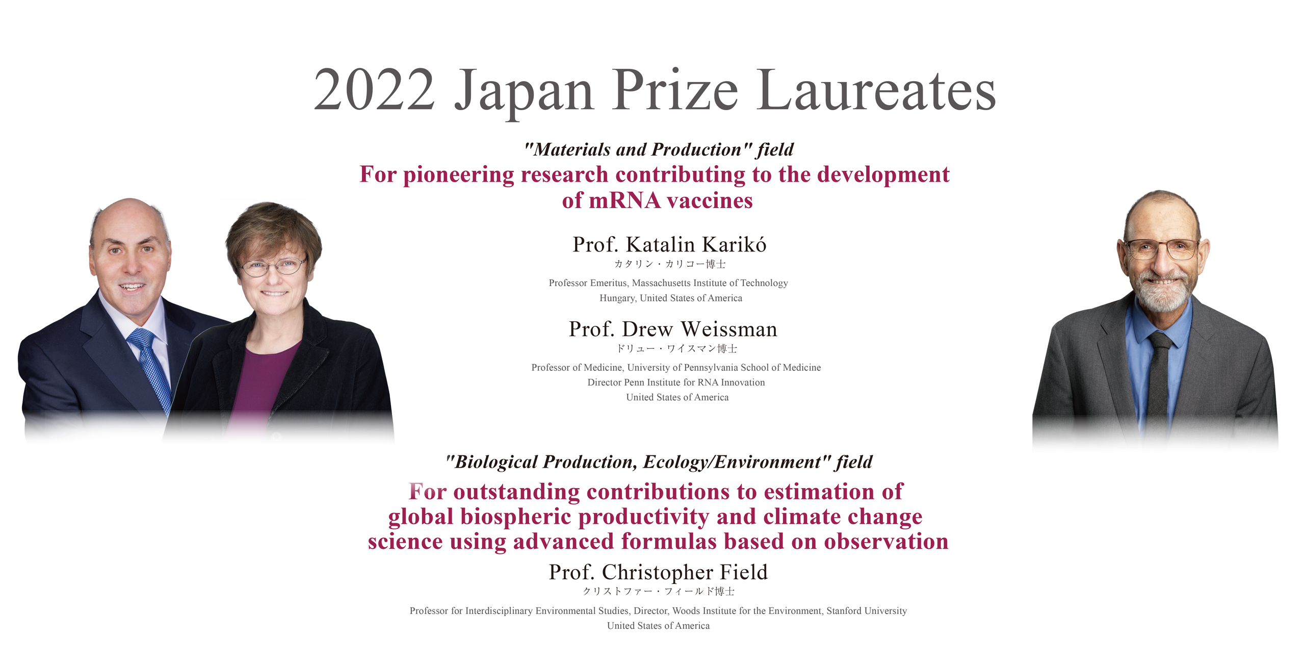 2020 Japan Prize Laureates